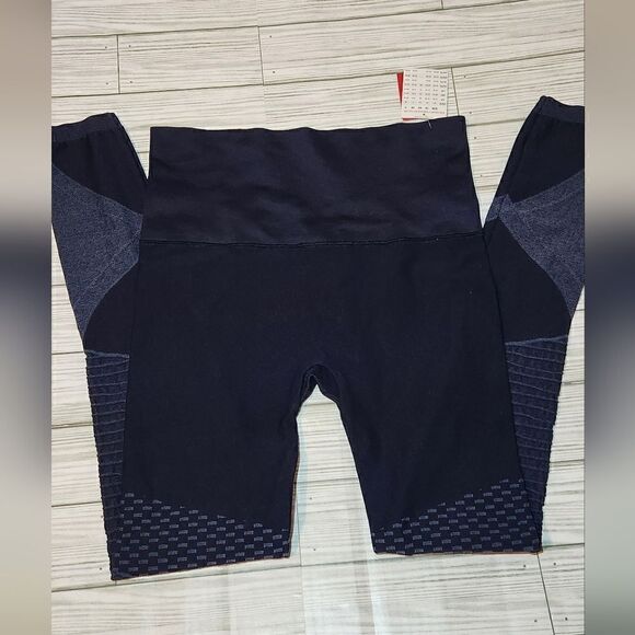 Spanx Look At Me Know Seamless Moto Leggings Indigo Sky Size Small - Picture 3 of 11